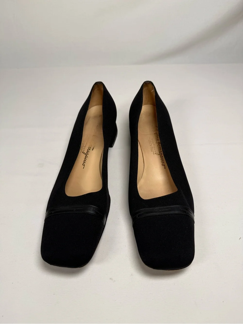 Vintage Black Ferragamo Block Heels - Size 10.5